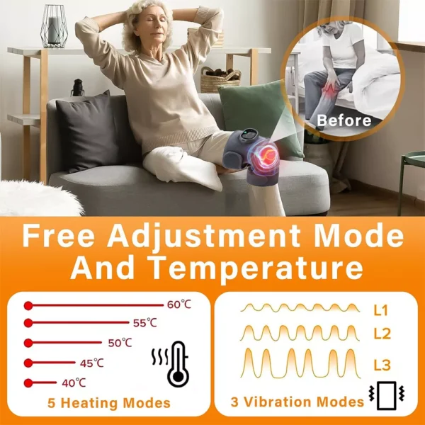 Electric Heating Vibration Knee Brace Leg Therapy Massager - Image 8