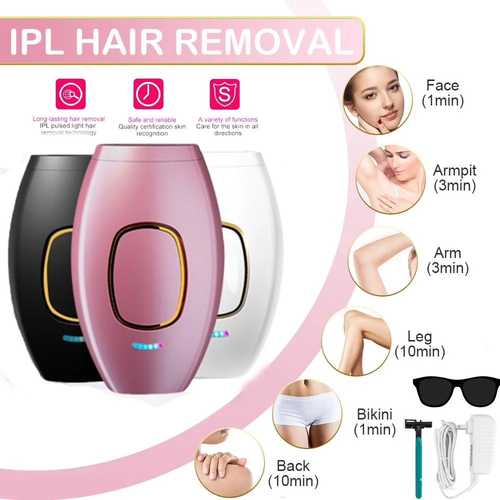 IPL Laser Hair Removal Device for Men and Women, Pain-free and Permanent Results, Safe for Whole Body Treatment